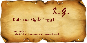 Kubina Györgyi névjegykártya